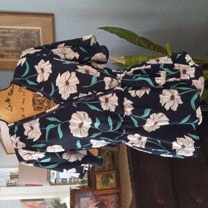 Sienna Sky Navy Blue Multicolored Floral Print Faux Wrap Peplum Blouse